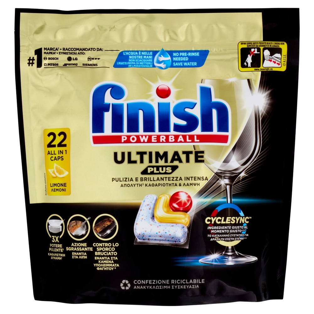 Finish Ultimate Plus All In One Lemon pastiglie lavastoviglie 22 lavaggi 268,4 g